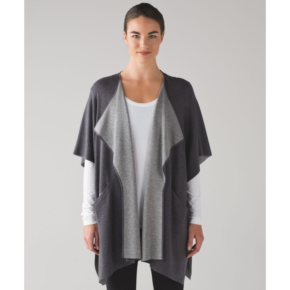 Lululemon After Asana Wrap Cardigan Cashmere Blend Gray OS